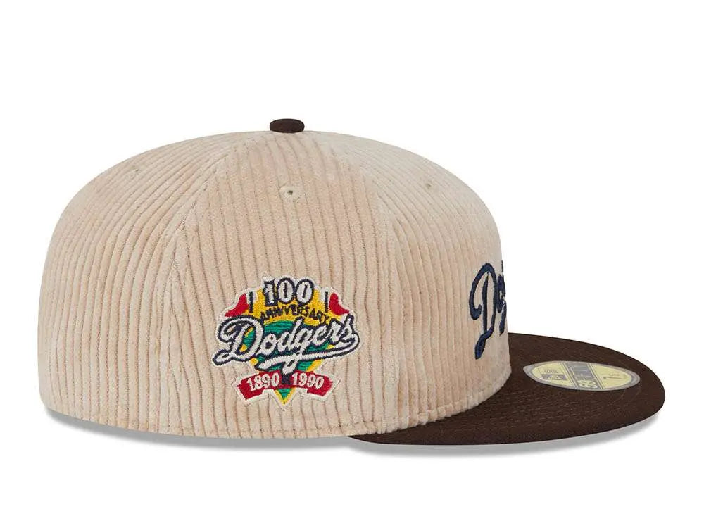 New Era Los Angeles Dodgers 100th Anniversary Fall Cord Khaki 59FIFTY Fitted Hat