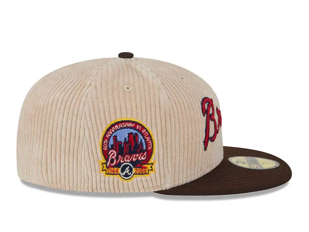 New Era Atlanta Braves 40th Anniversary Fall Cord Khaki 59FIFTY Fitted Hat