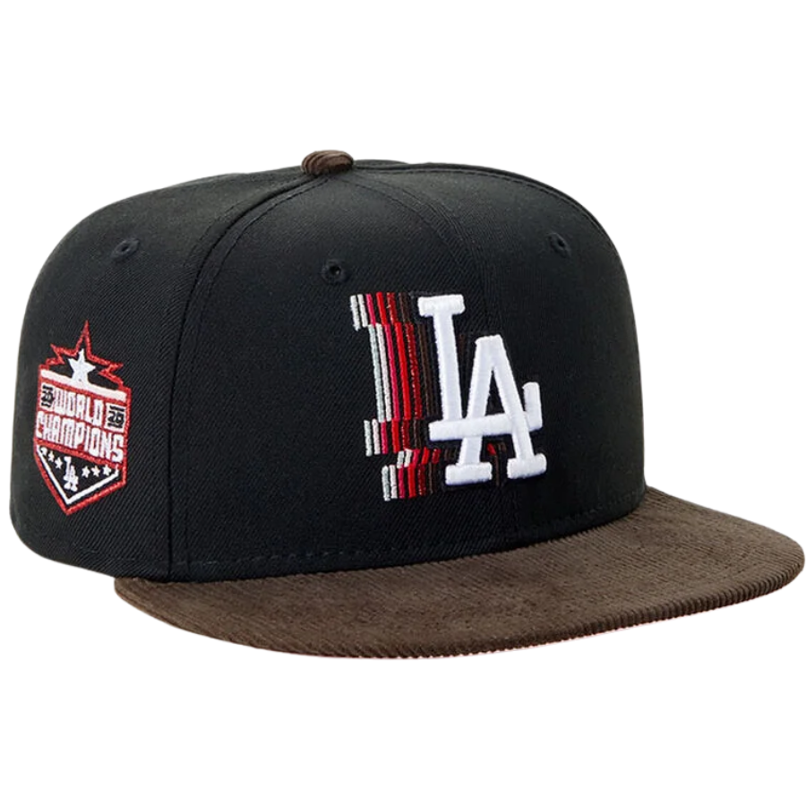 New Era x PacSun Los Angeles Dodgers World Champions Black/Brown Corduroy Visor 59FIFTY Fitted Hat