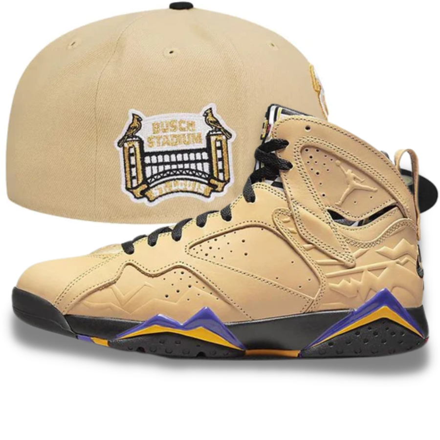 St. Louis Cardinals Vegas Gold Fitted Hats w/ Nike Air Jordan 7 Retro "Afrobeats"