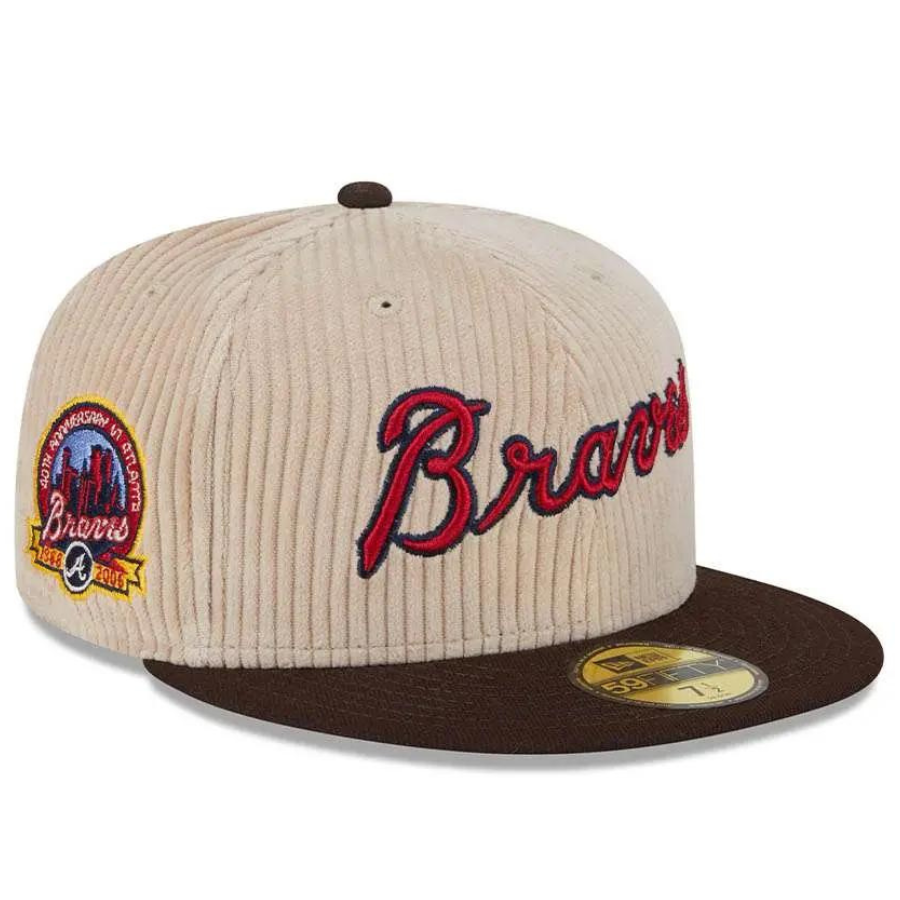 New Era Atlanta Braves 40th Anniversary Fall Cord Khaki 59FIFTY Fitted Hat