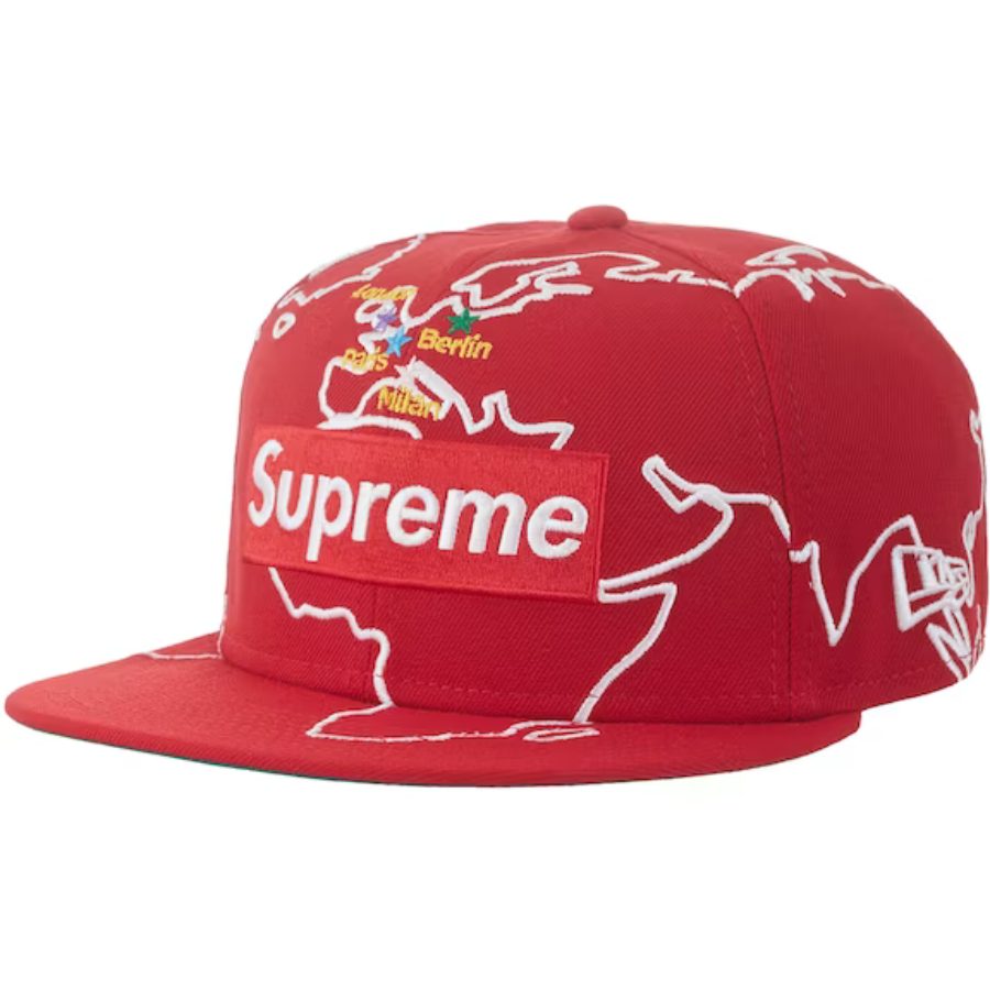 New Era x Supreme Worldwide Box Logo Red 2023 59FIFTY Fitted Hat