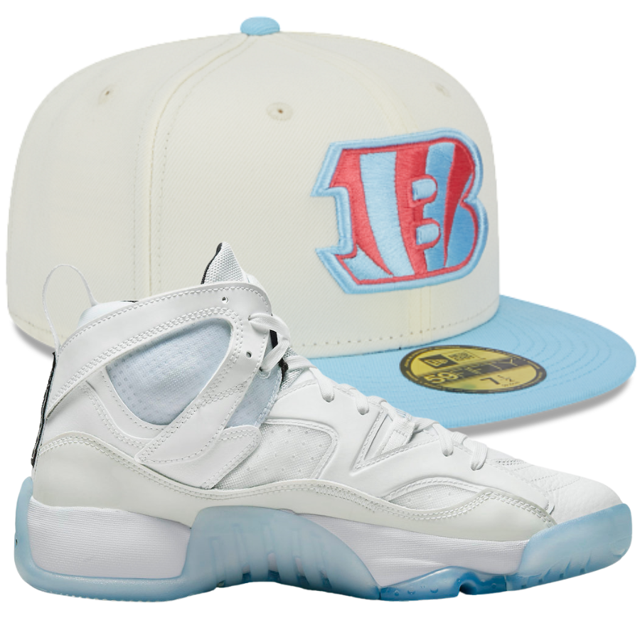 New Era White & Baby Blue Colorpack Fitted Hats w/ Jordan Two Trey Legend Blue