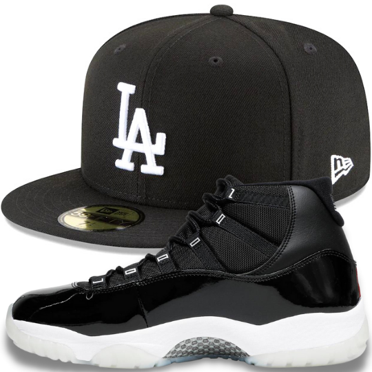 New Era Black LA Dodgers Fitted Hat w/ Air Jordan Jubliee 11