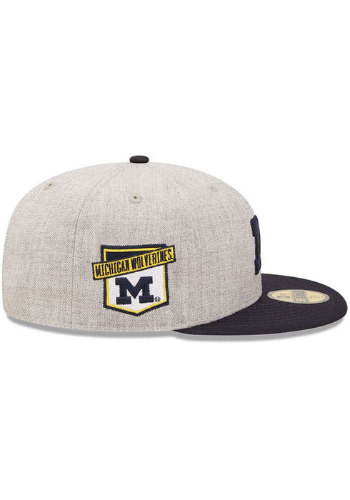New Era Michigan Wolverines Grey Heather Patch 59FIFTY Fitted Hat