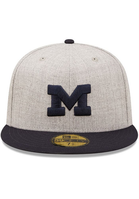 New Era Michigan Wolverines Grey Heather Patch 59FIFTY Fitted Hat