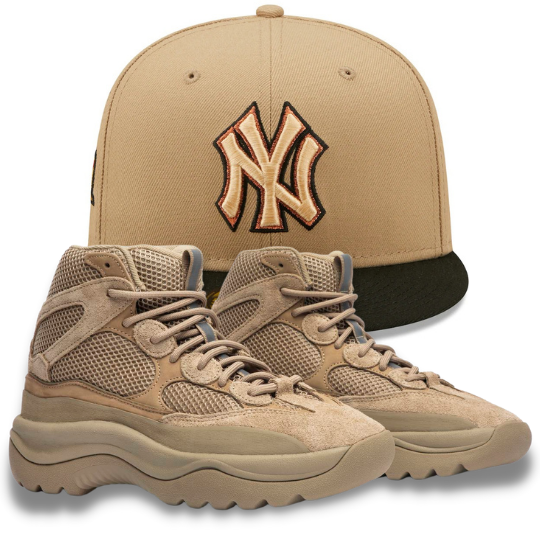 New York Yankees Subway Series Camel Fitted Hat w/ Yeezy Desert Boot 'Rock'