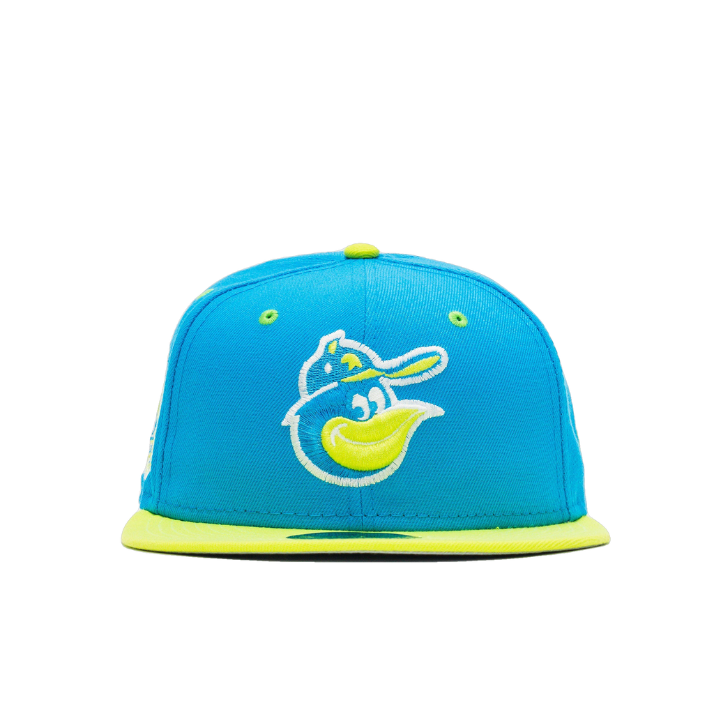 New Era Baltimore Orioles Blue/Lime Fitted Hat /w KAWS x sacai x Nike Blazer Low “Neptune Blue”