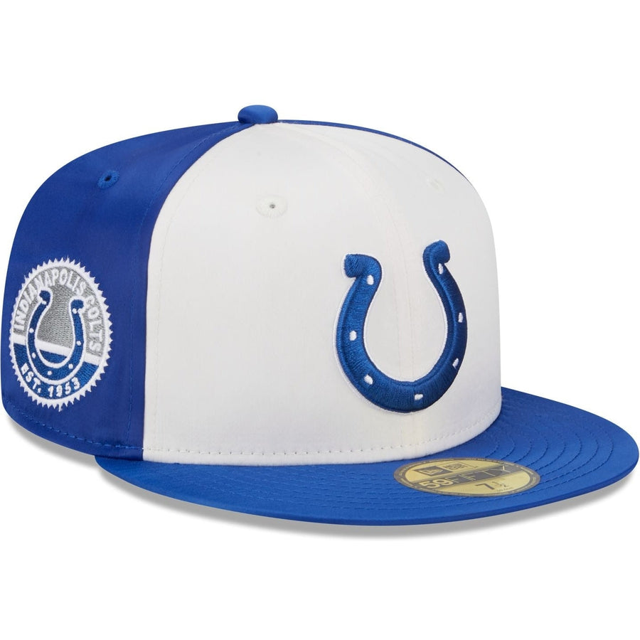 New Era Indianapolis Colts Throwback Satin 2023 59FIFTY Fitted Hat