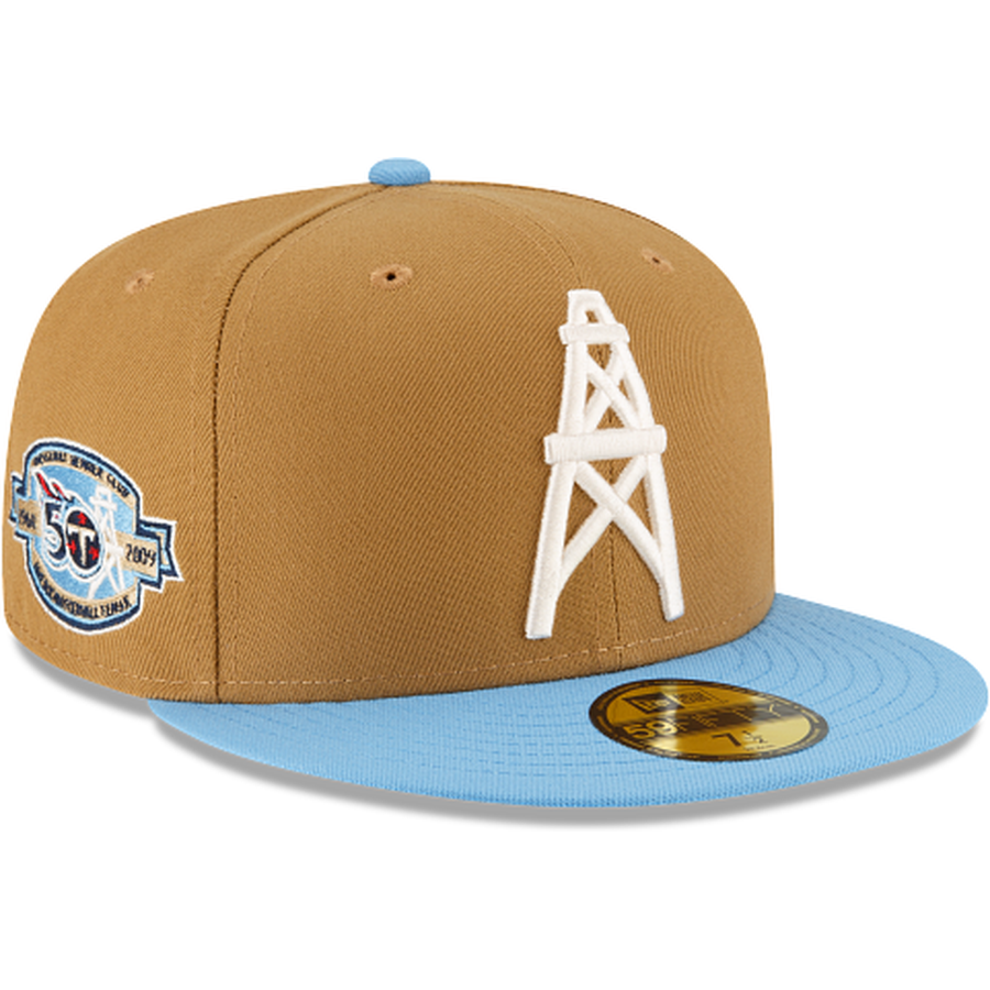 New Era Houston Oilers Ivory Wheat 2023 59FIFTY Fitted Hat