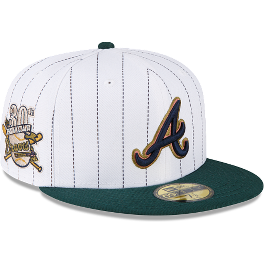 New Era Just Caps White Pinstripe Atlanta Braves 59FIFTY Fitted Hat