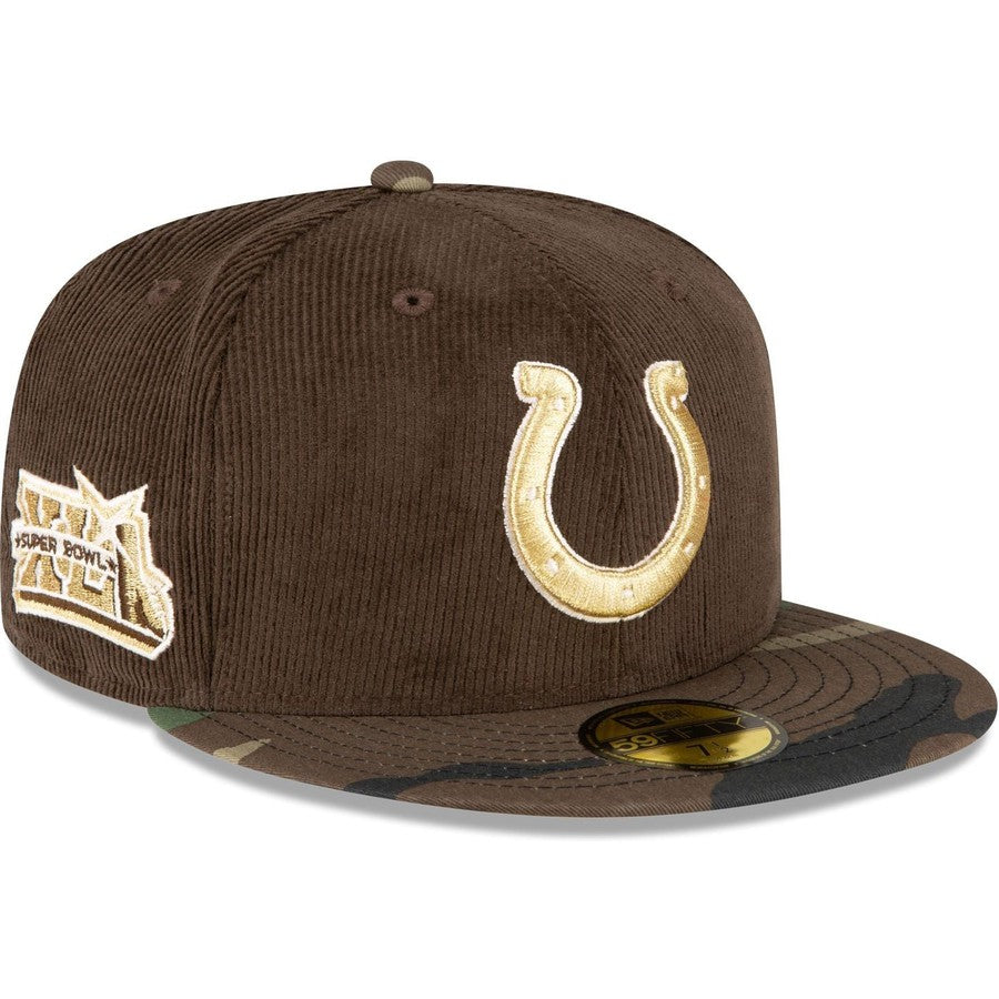 New Era Just Caps Brown Camo Indianapolis Colts 2023 59FIFTY Fitted Hat