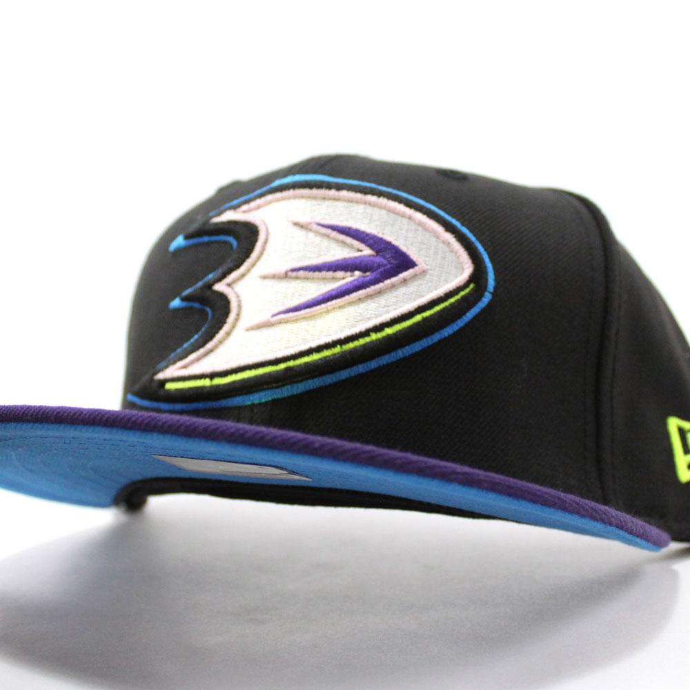 New Era Anaheim Ducks 59FIFTY Fitted Hat (Black Purple Light Blue Under Brim)