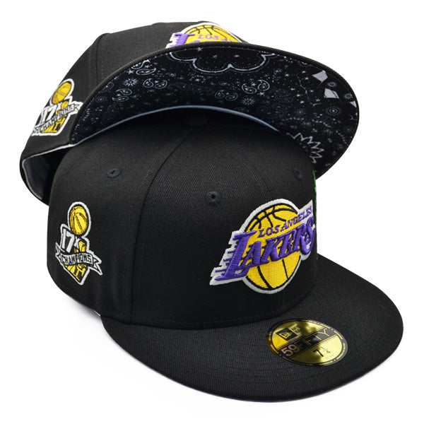 Los Angeles Lakers Fitted New Era 59Fifty Black 17X Champions Green Paisley  UV Cap Hat
