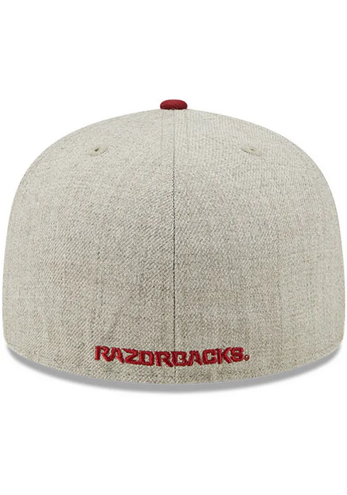 New Era Arkansas Razorbacks Grey Heather Patch 59FIFTY Fitted Hat