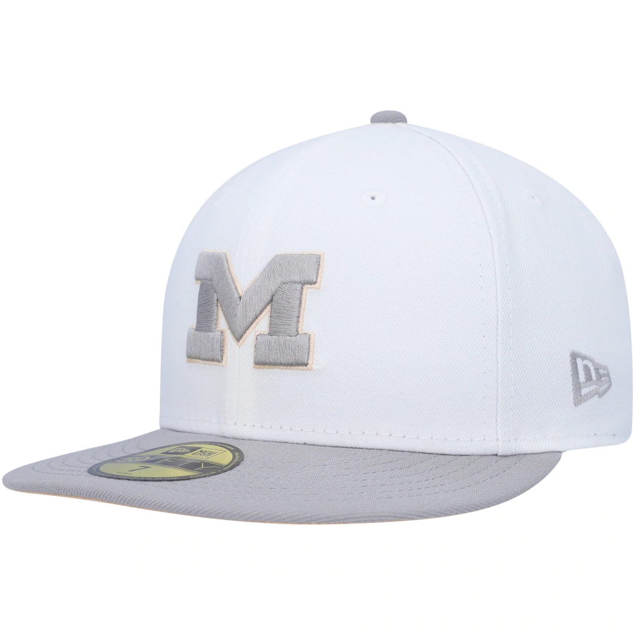 New Era Michigan Wolverines White/Gray Neutral Apricot 59FIFTY Fitted Hat