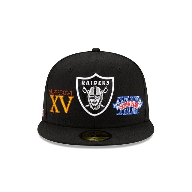 New Era Las Vegas Raiders Black 3x Super Bowl Champions  Grey UV 59FIFTY Fitted Hat