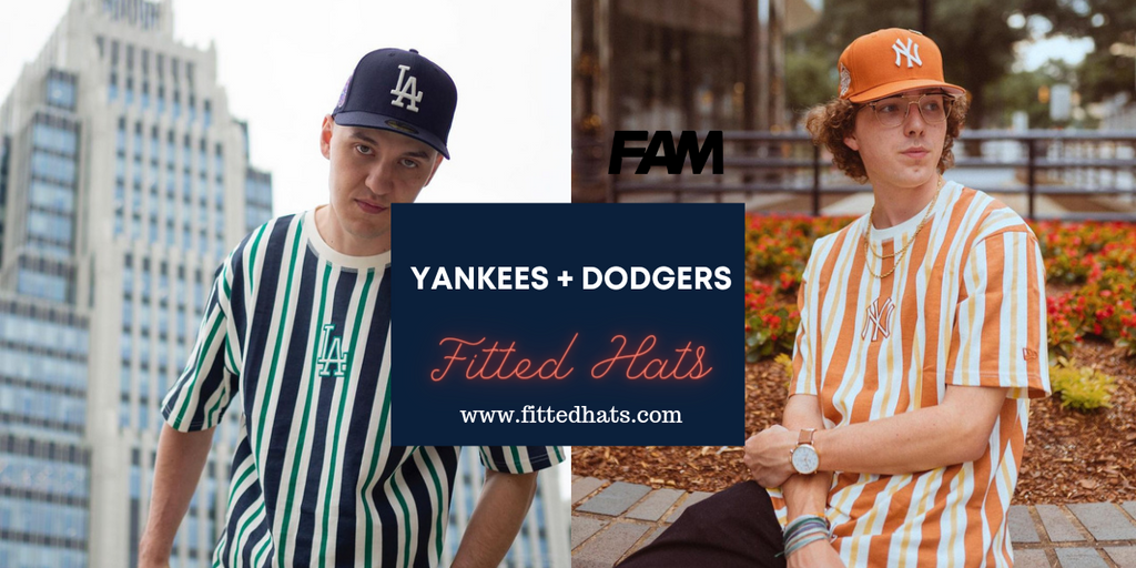 Navy Blue Dodgers & Orange Yankees Fitted Hats