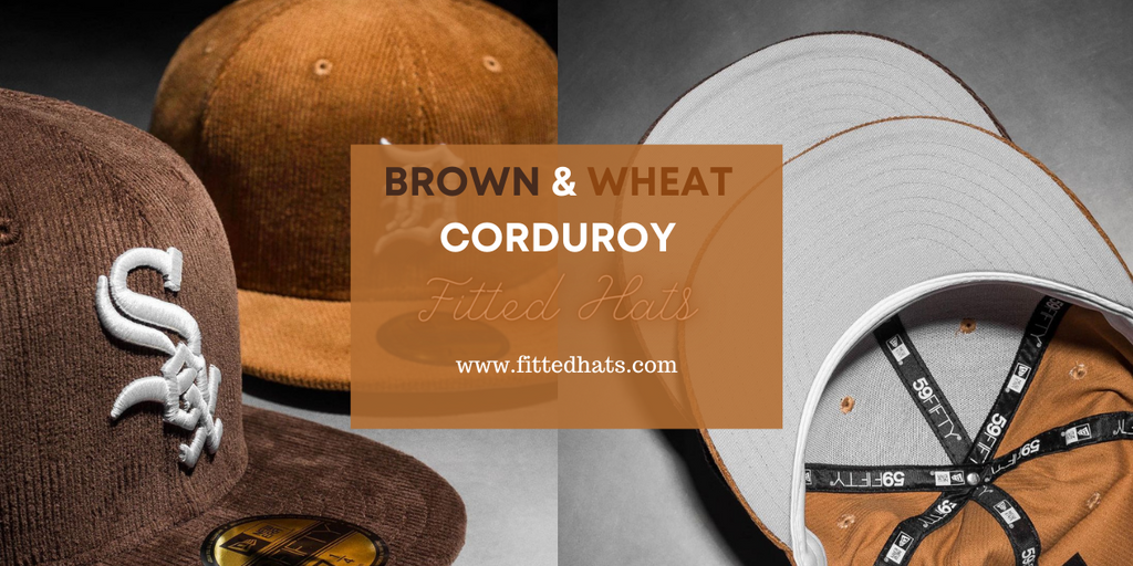 Brown & Wheat Corduroy Fitted Hats