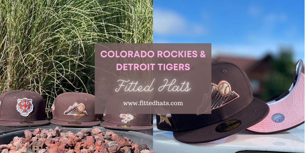 Brown Pink Colorado Rockies Detroit Tigers Fitted Hats