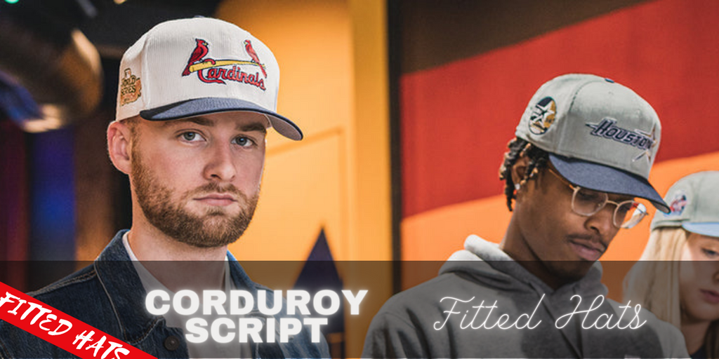 Corduroy Script 2023 Fitted Hats By Lids HD Gray Cord Script Caps