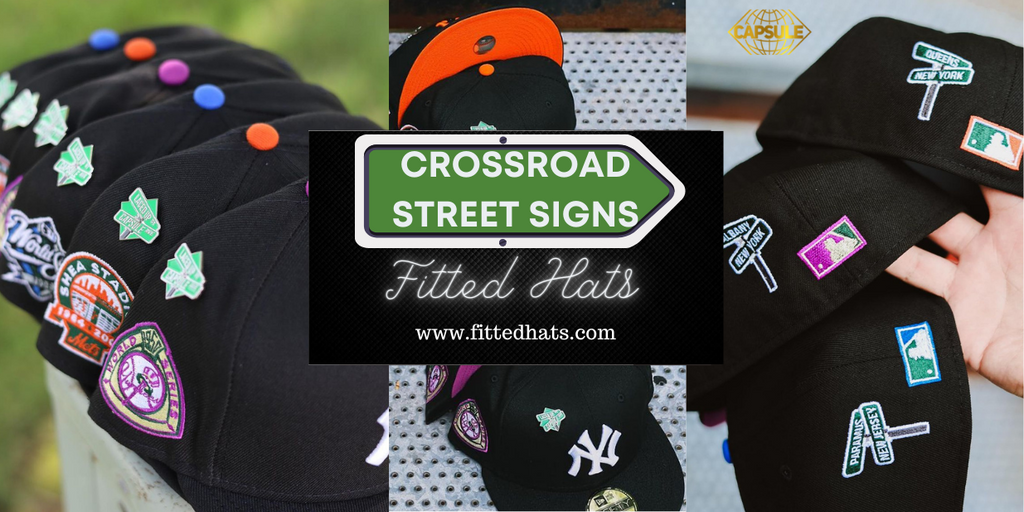 Crossroads Street Signs Fitted Hats