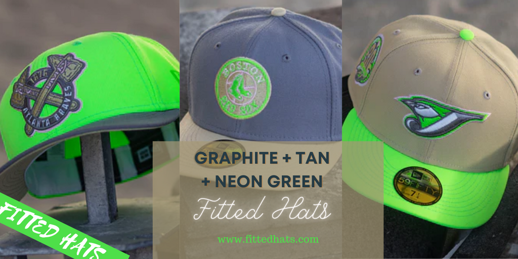 Grahite tan Neon Green Fitted Hats