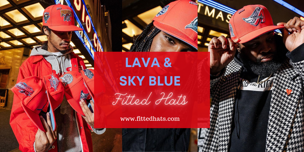 Lava & Sky Blue Fitted Hats