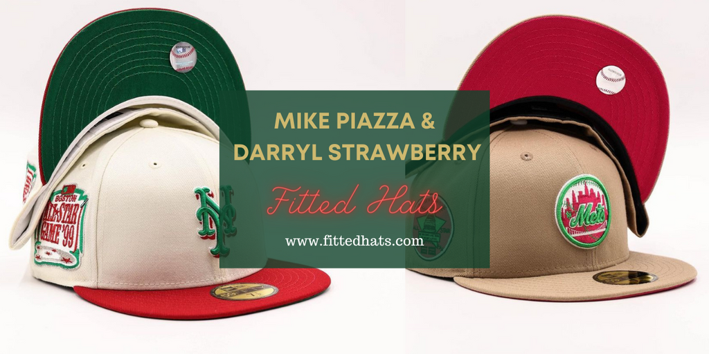 Mike Piazza and Darryl Strawberry New York Mets  Inspired Fitted Caps 