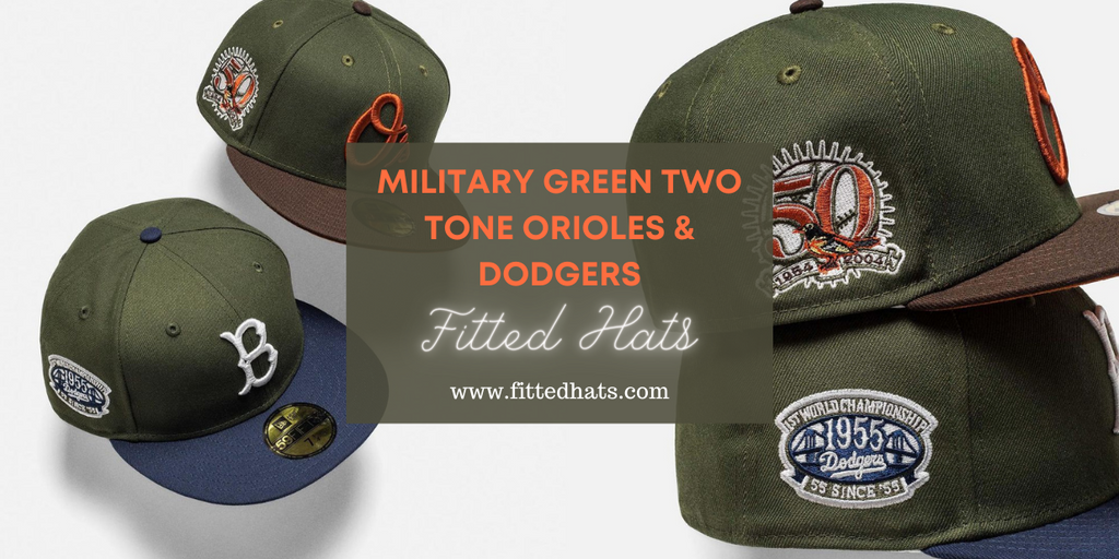 New Era Military Green Two Tone Dodgers & Orioles Fitteds