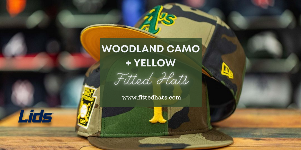 Oakland A's & Pittsburgh Pirates Camo + Yellow MLB Fitted Hats