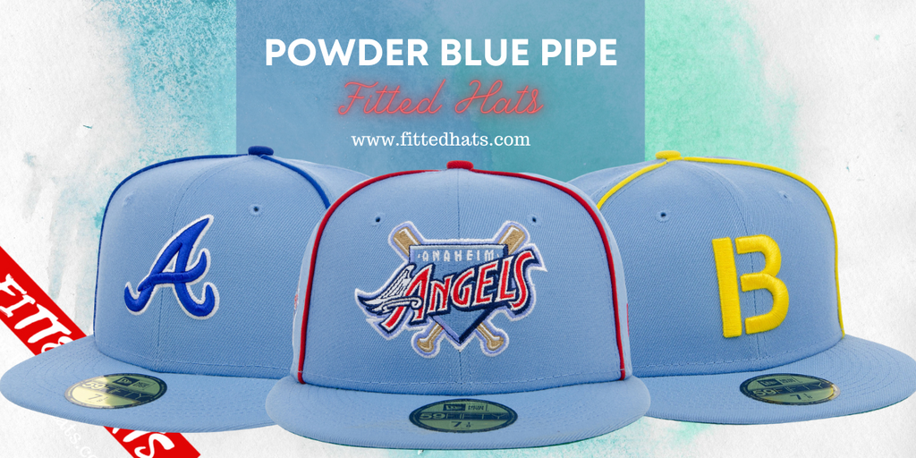 Powder Blue Pipe Fitted Hats