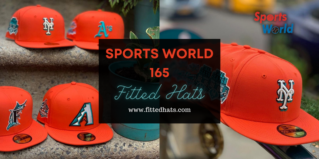 Tangerine Orange Fitted Hats With Turquoise Under Brim
