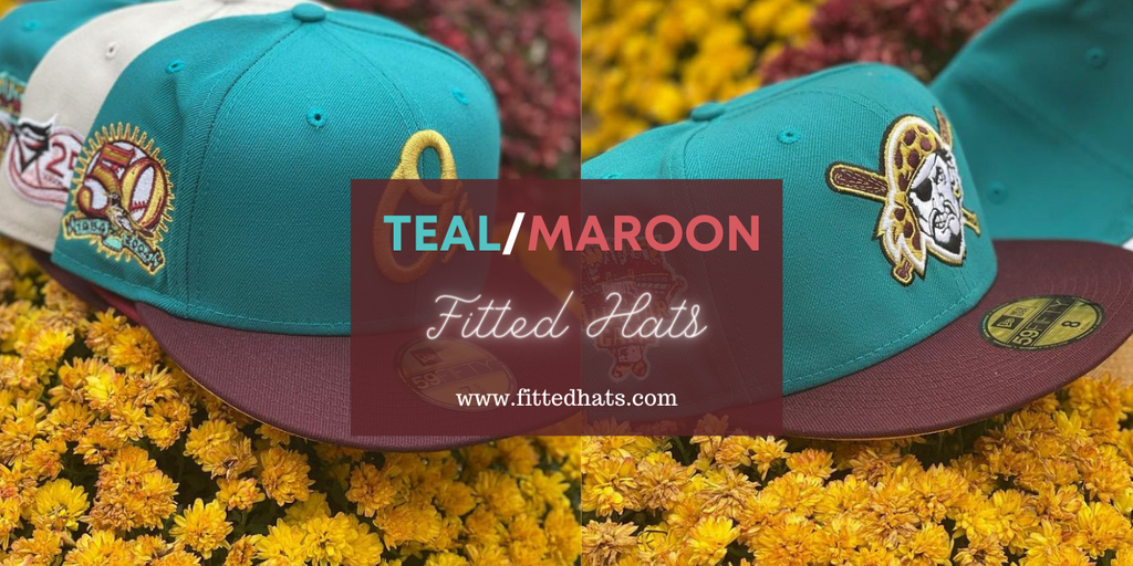 Teal & Maroon MLB Fitted Hats