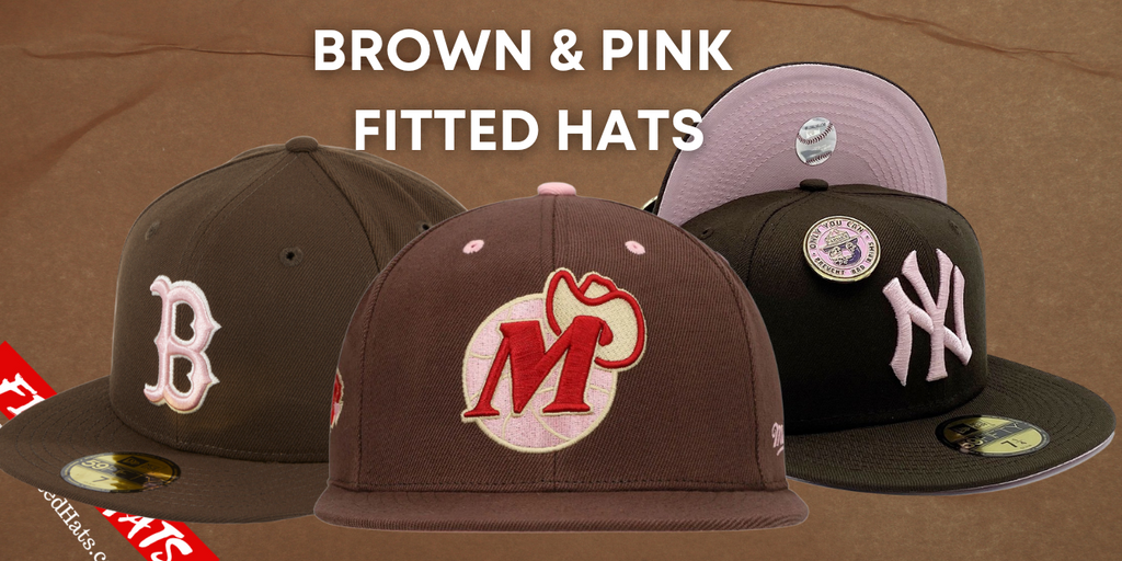 Brown & Pink Fitted Hats  Brown & Pink Fitted Baseball Caps