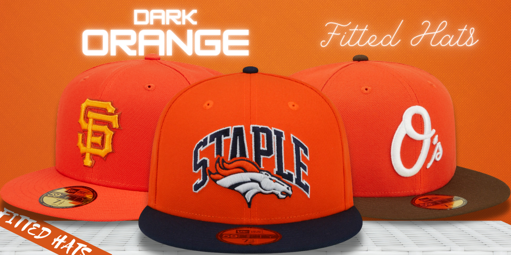 Dark Orange Fitted Hats