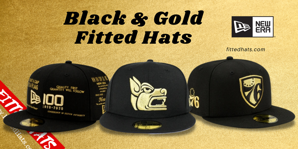 Black Gold Fitted Hats