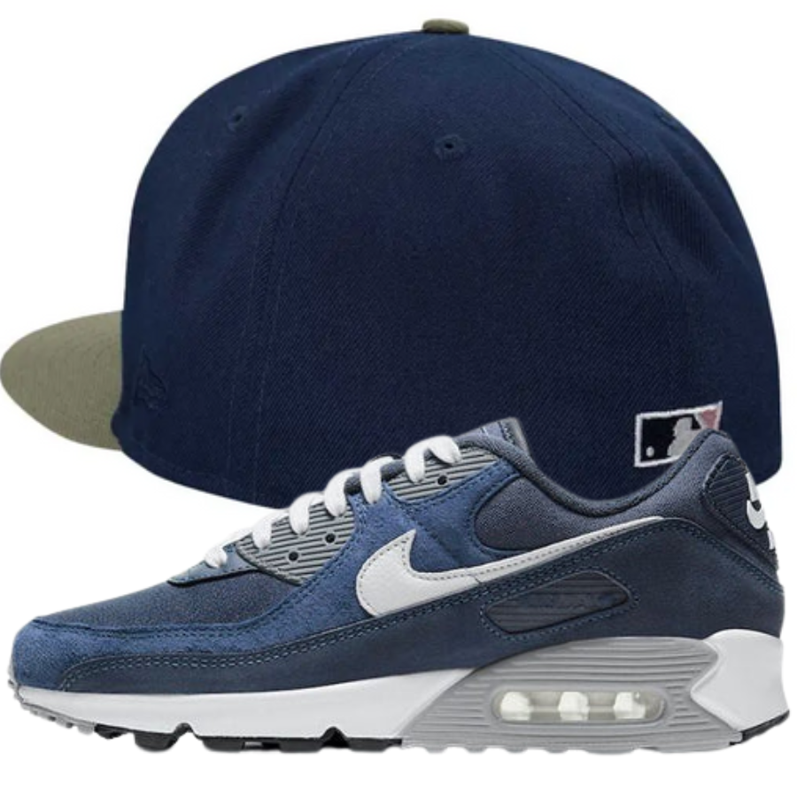 New Era LA Dodgers Ocean/Olive Fitted Hat w/ Nike Air Max 90 Premium Obsidian