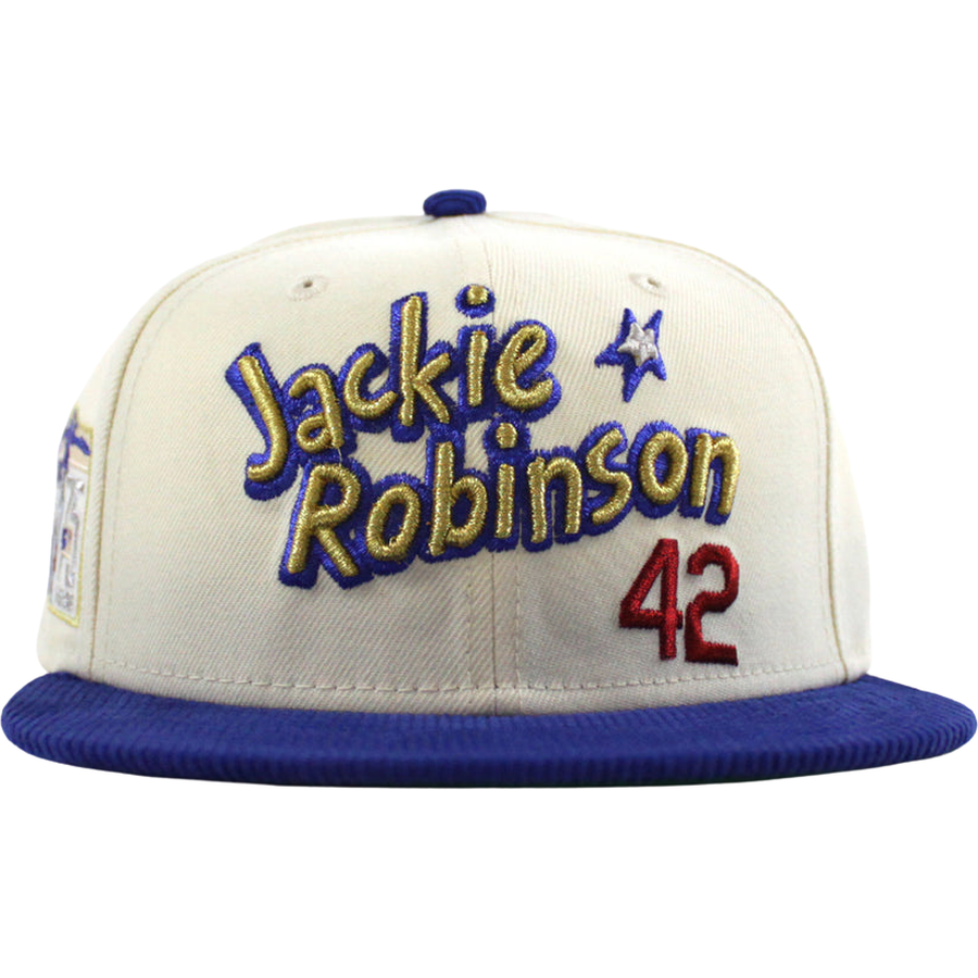 New Era Brooklyn Dodgers Jackie Robinson Script 75 Years White/Blue/ 59FIFTY Fitted Hat