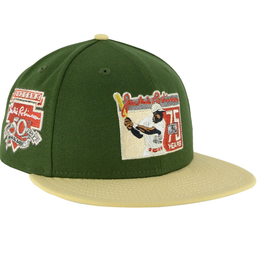 New Era Los Angeles Dodgers Rifle Green/Vegas Gold Jackie Robinson 59FIFTY Fitted Hat