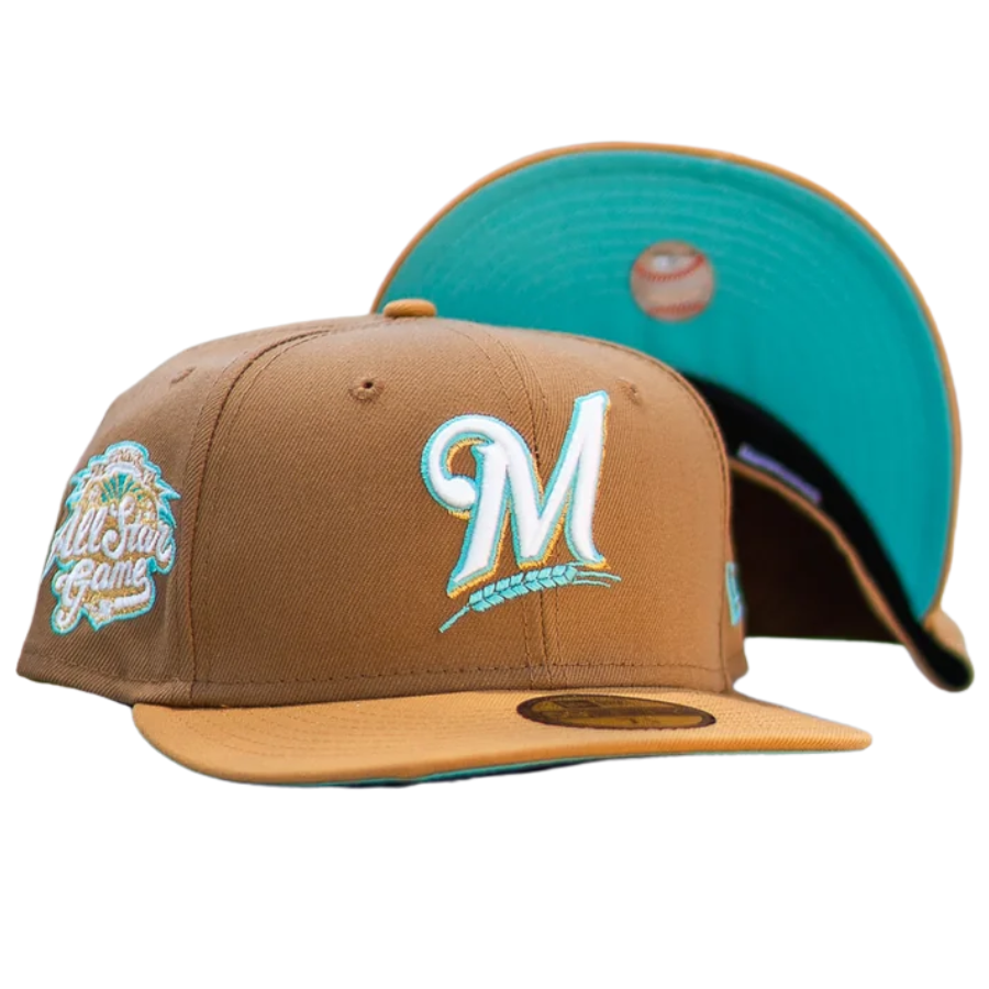 New Era Milwaukee Brewers 2002 All-Star Game Khaki/Teal 59FIFTY Fitted Hat