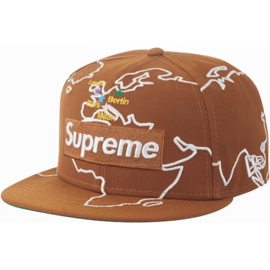 New Era x Supreme Worldwide Box Logo Brown 2023 59FIFTY Fitted Hat
