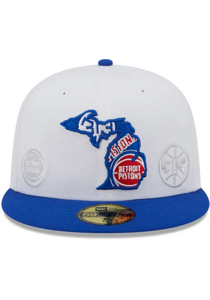 New Era Detroit Pistons White State 2023 59FIFTY Fitted Hat
