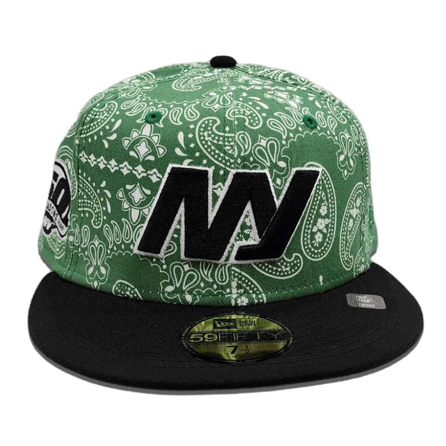 New Era New York Jets Black 50th Season Green Paisley/Black 59FIFTY Fitted Hat