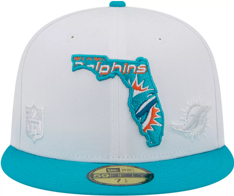 New Era Miami Dolphins White State 2023 59FIFTY Fitted Hat