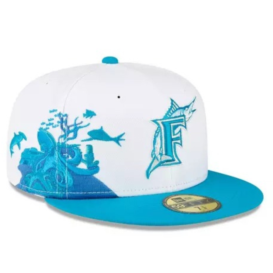 New Era Florida Marlins 'Under The Sea' White/teal 59FIFTY Fitted Hat