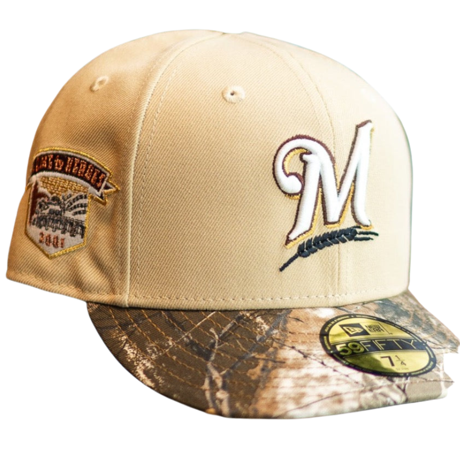 New Era Milwaukee Brewers Home to Heroes Vegas Gold/Realtree Camo 59FIFTY Fitted Hat