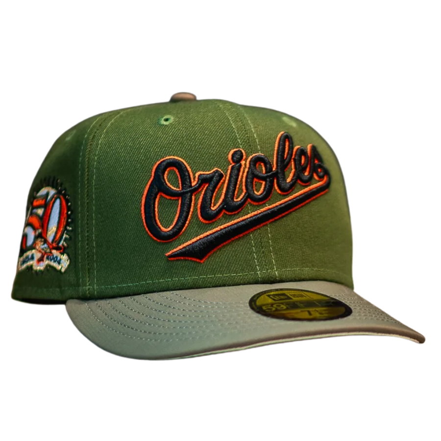 New Era Baltimore Orioles 50th Anniversary Rifle/Olive Canvas 59FIFTY Fitted Hat