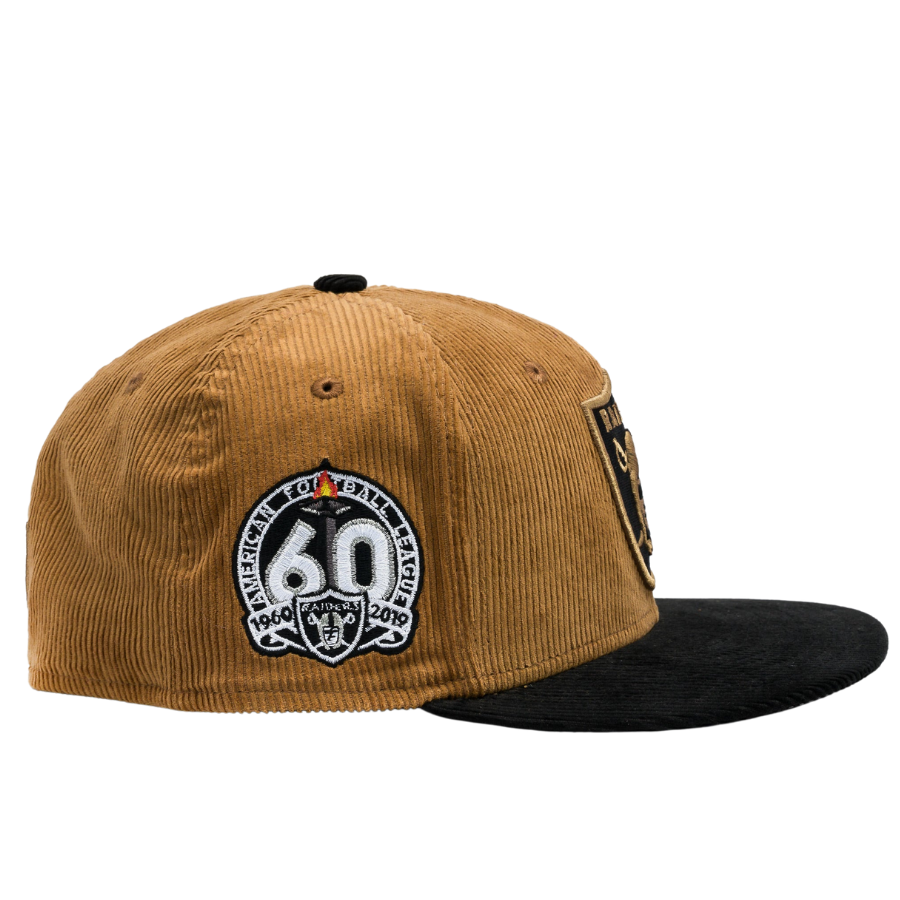 New Era Las Vegas Raiders 60th Anniversary Wheat Corduroy 2023 59FIFTY Fitted Hat