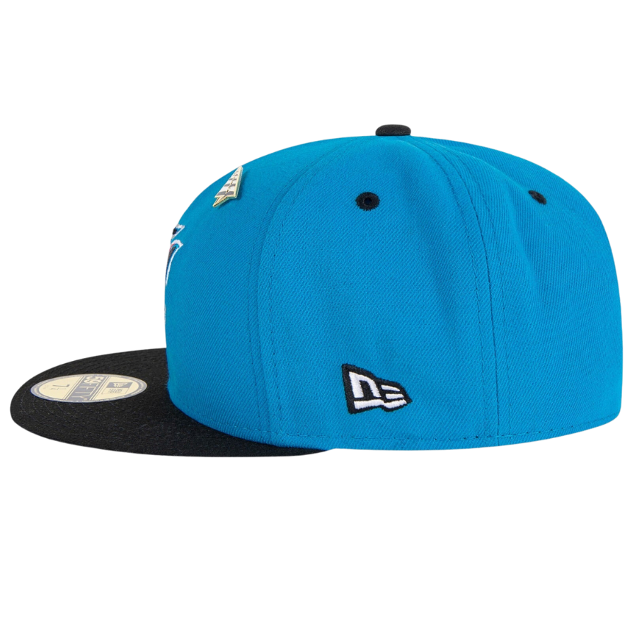 New Era x Paper Planes Miami Marlins Blue/Black ColorBlock 59FIFTY Fitted Hat